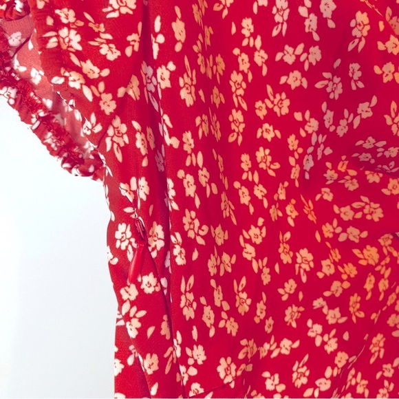 Flirty Beachsissi Red Mini Dress with white flowers Size L  (NWT) - Picture 6 of 6